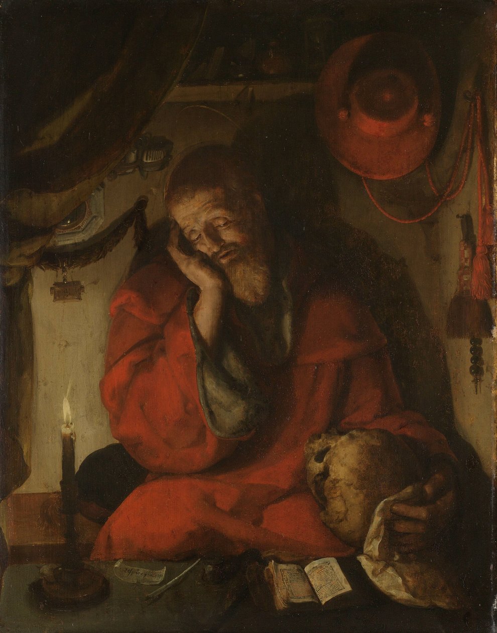 Aziz Jerome, Mum Işığında Çalışmasında by Aertgen Claesz van Leyden (attributed to)