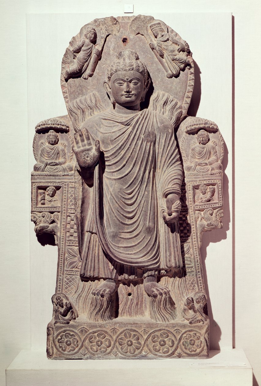 The Buddha of the Great Miracle or, Miracle of Sravasti, from the Paitava monastery, Kapisa School, 3rd-4th century (schist) by Afghan School
