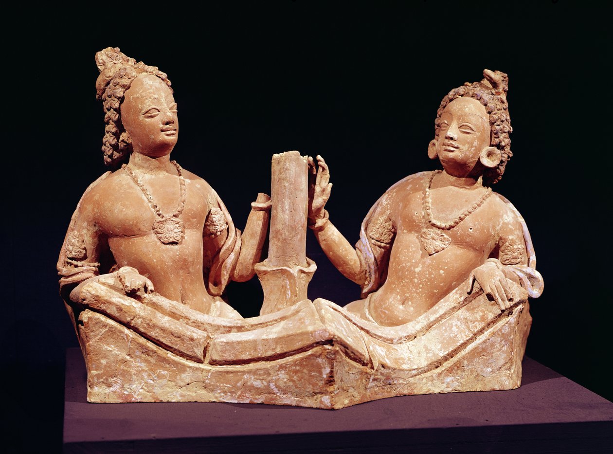 Two Naga, from Fondukistan (terracotta) by Afghan School