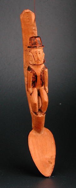 Bir kaşık şaftına oturan Avrupalı bir adam figürü, Güney Doğu Afrika, 19. yüzyılın sonlarında (ahşap) by African