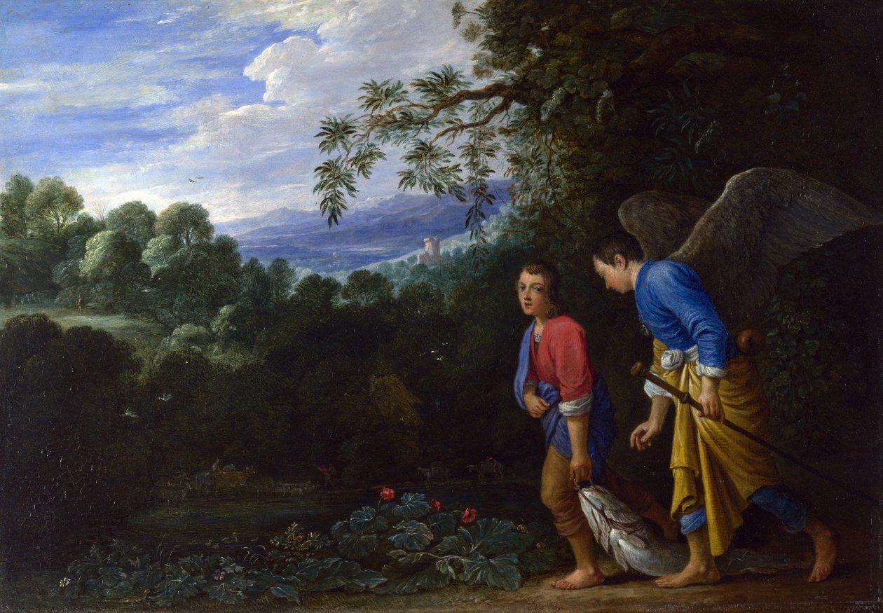 Tobias ve Başmelek Raphael Balıkla Dönüyor by After Adam Elsheimer