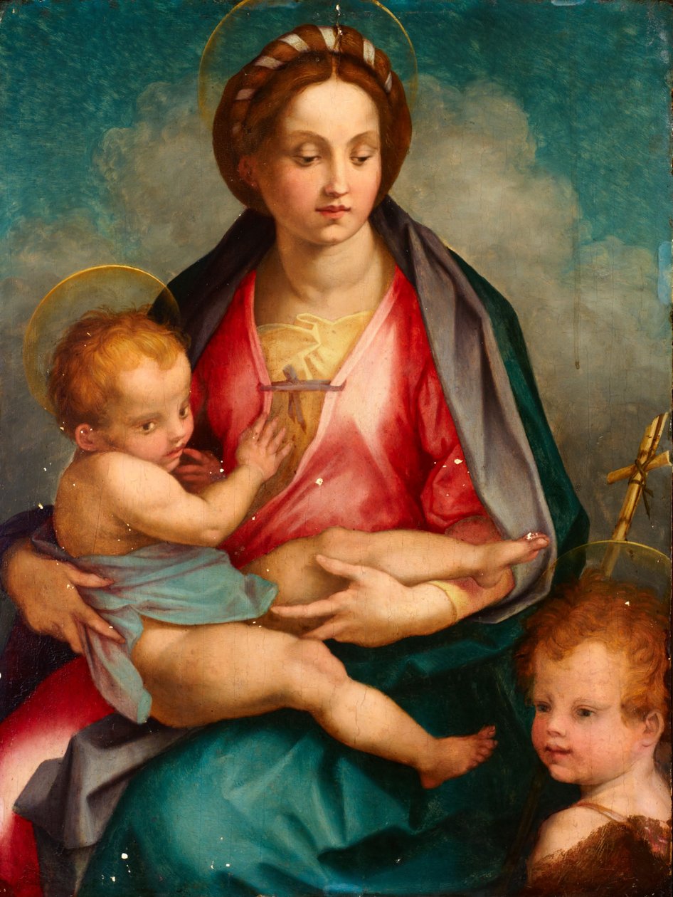 Aziz John ile Madonna ve Çocuk by Andrea del (after) Sarto