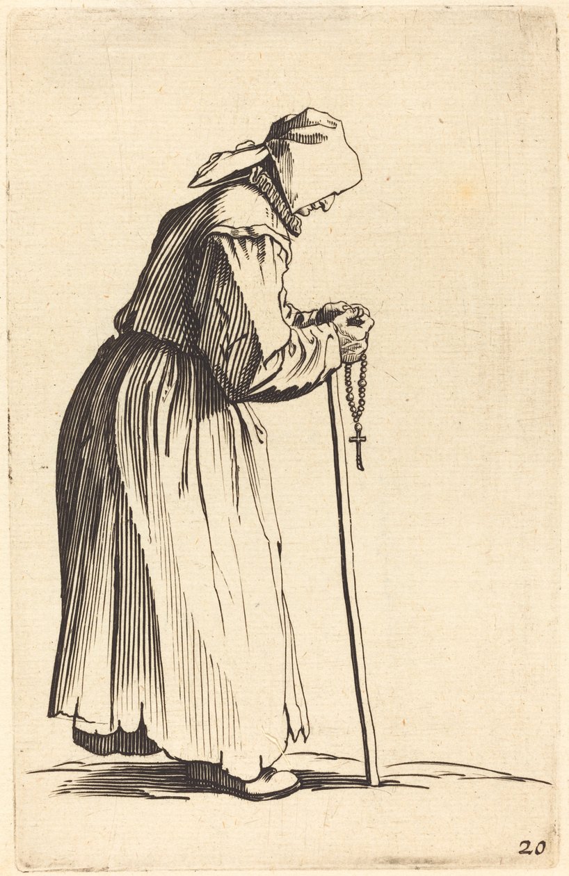 tespih ile dilenci kadın by After Jacques Callot