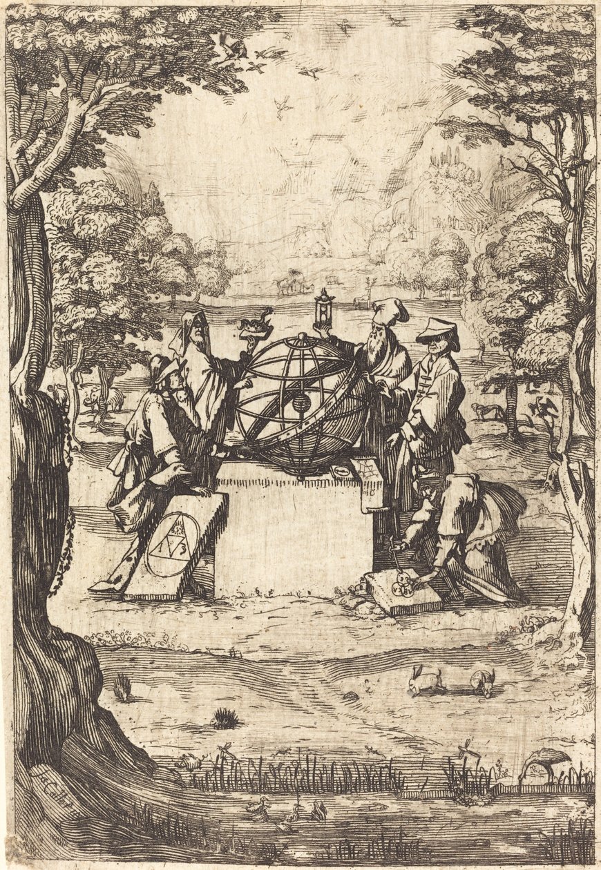 Kutsal Cosmologia için Ön Eser (Astrologer ile Başlık) by After Jacques Callot