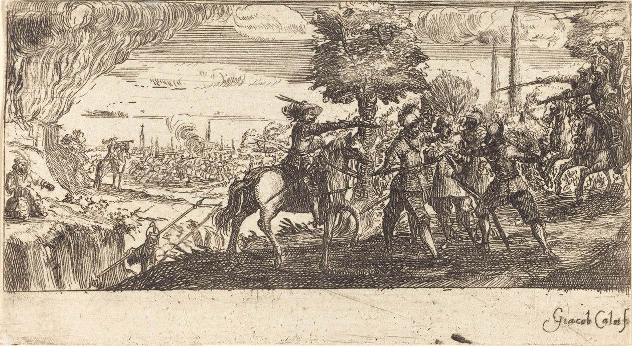 Savaş Sahnesi ile Manzara by After Jacques Callot