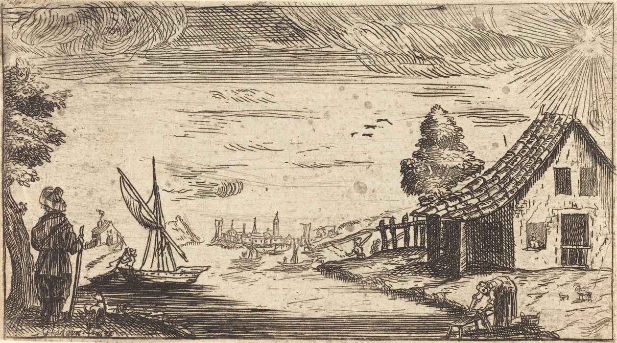Figürlü ve Tekneli Manzara by After Jacques Callot