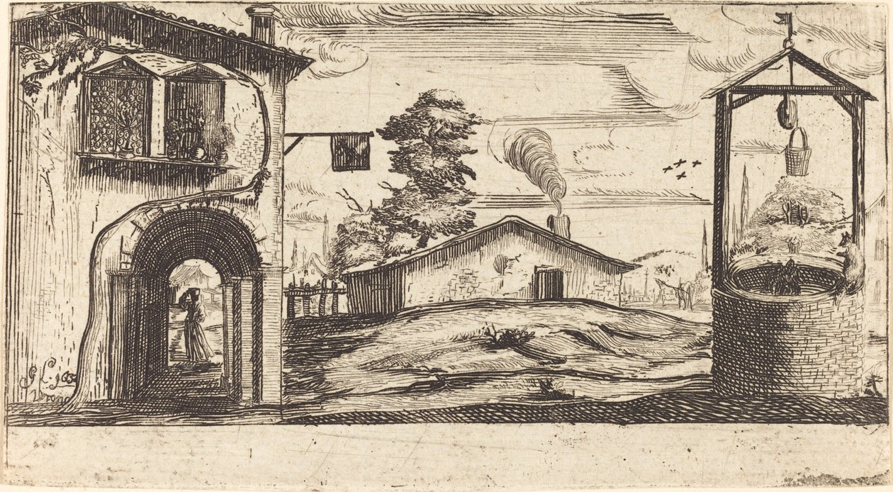 Bir Kuyu ile Peyzaj by After Jacques Callot