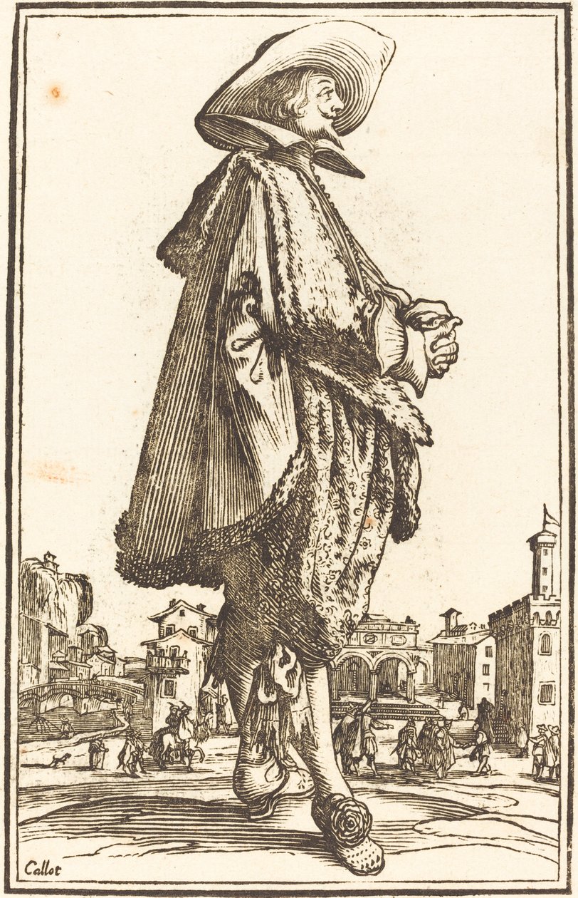 Katlanmış ellerle asil adam by After Jacques Callot