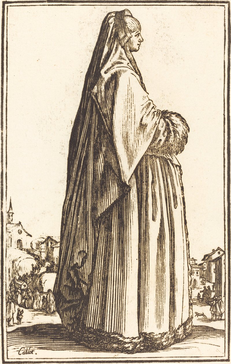 Peçeli ve Kürklü Bir Elbise Giyen Soylu Kadın by After Jacques Callot