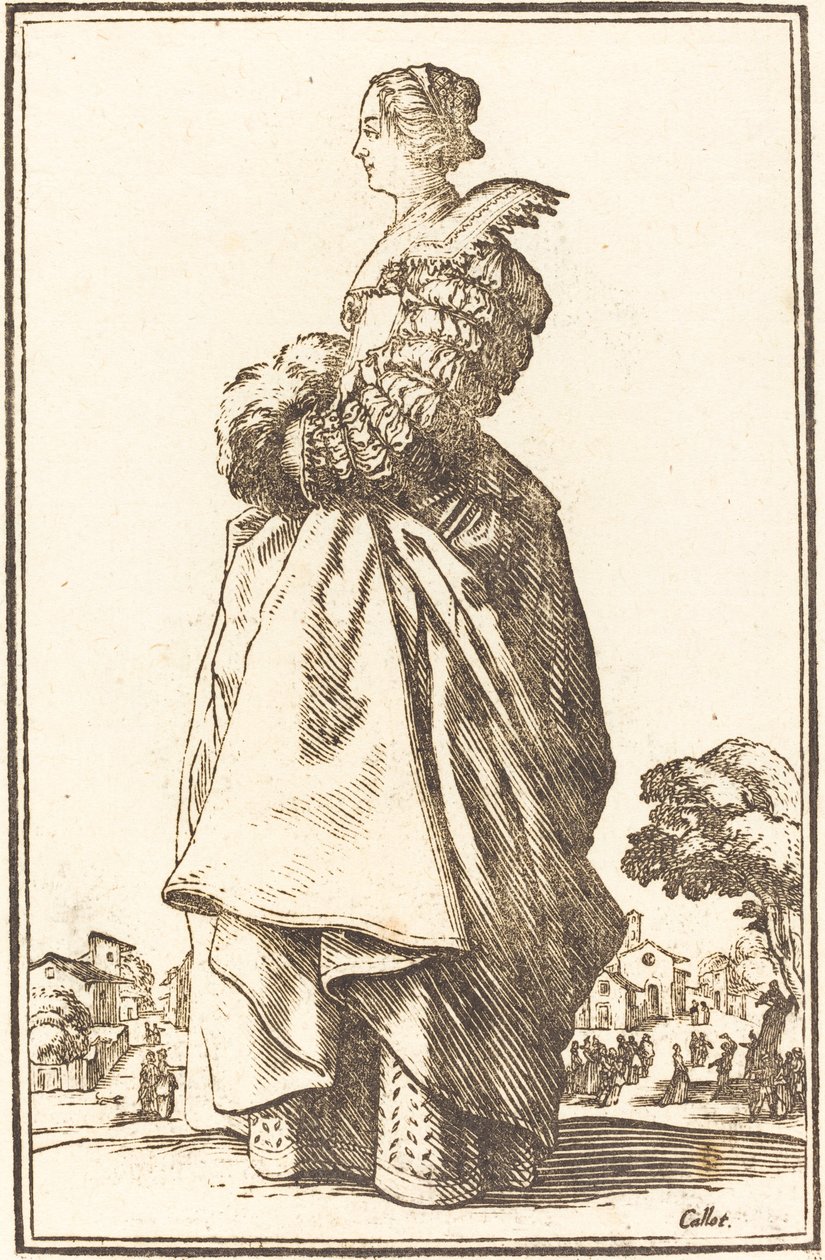 Profildeki Asil Kadın Elleri Manşetli by After Jacques Callot
