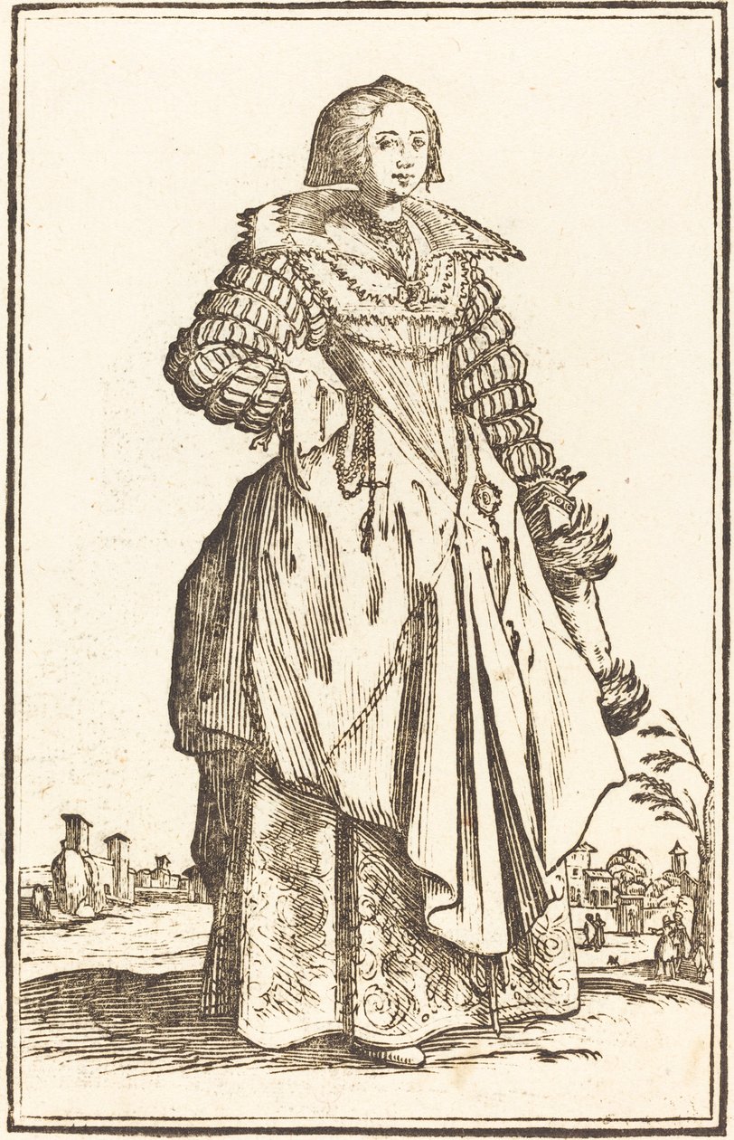 Büyük Yakalı Asil Kadın by After Jacques Callot