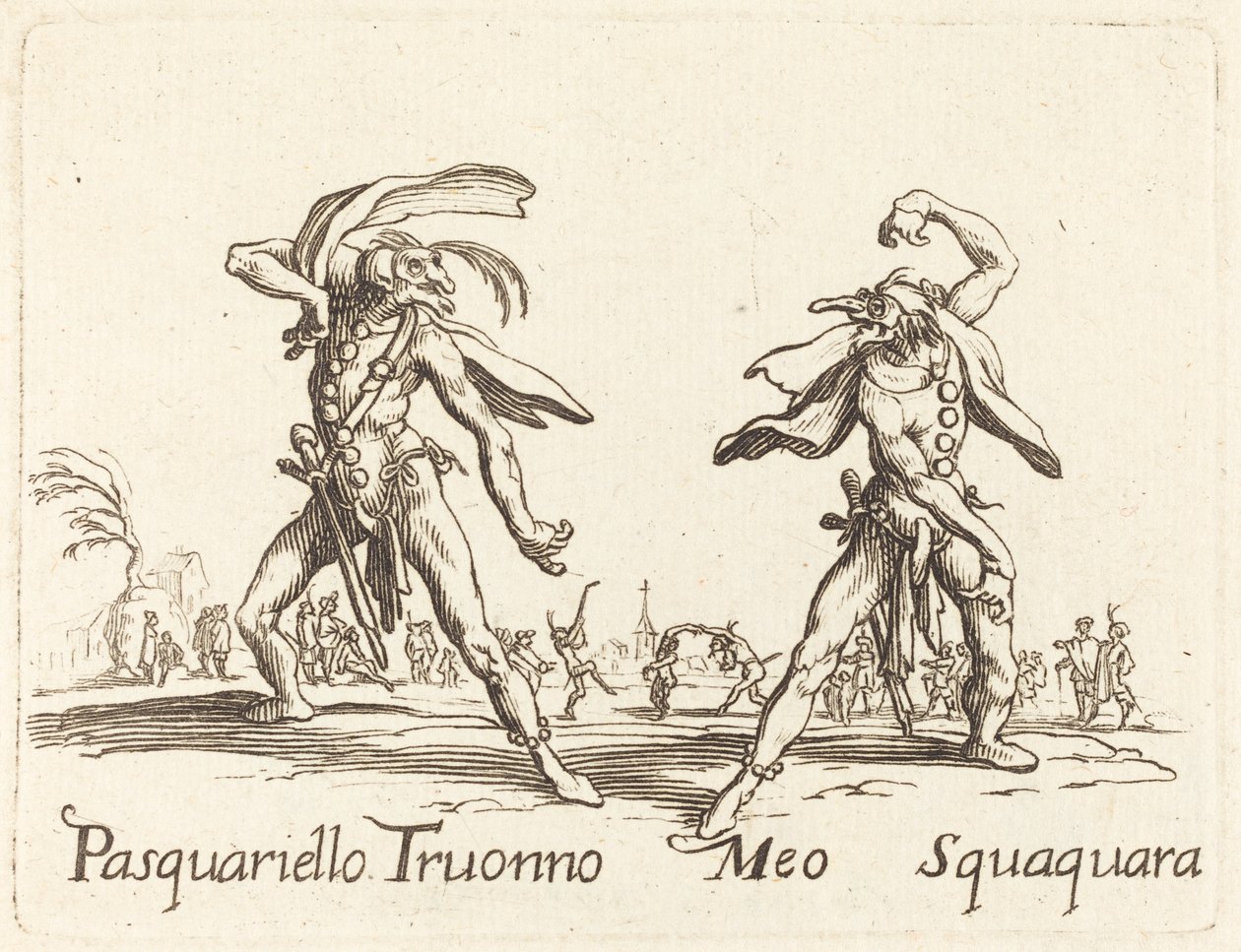 Pasquariello Truonno ve Meo Squaquara by After Jacques Callot
