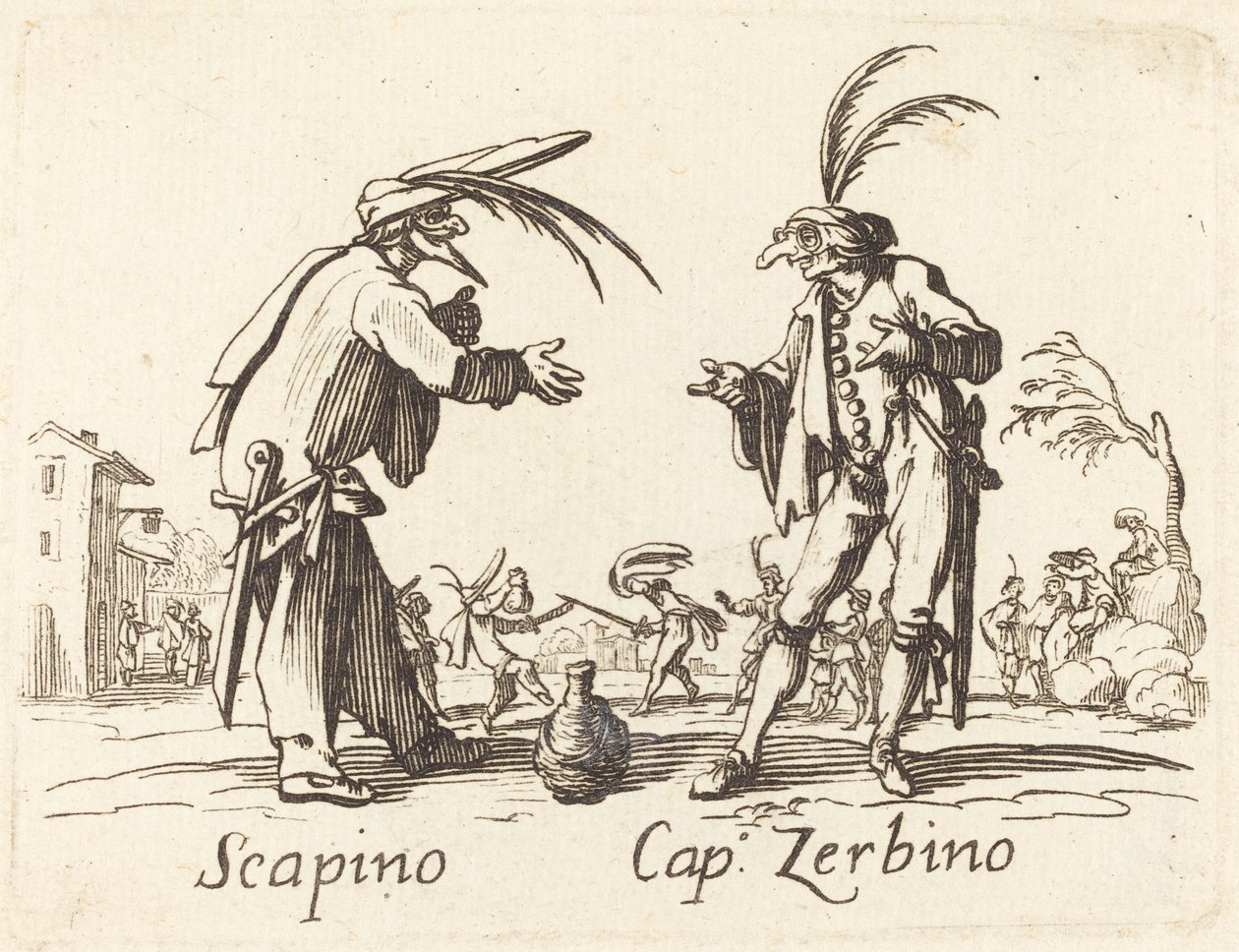 Scapino ve Kaptan Zerbino by After Jacques Callot