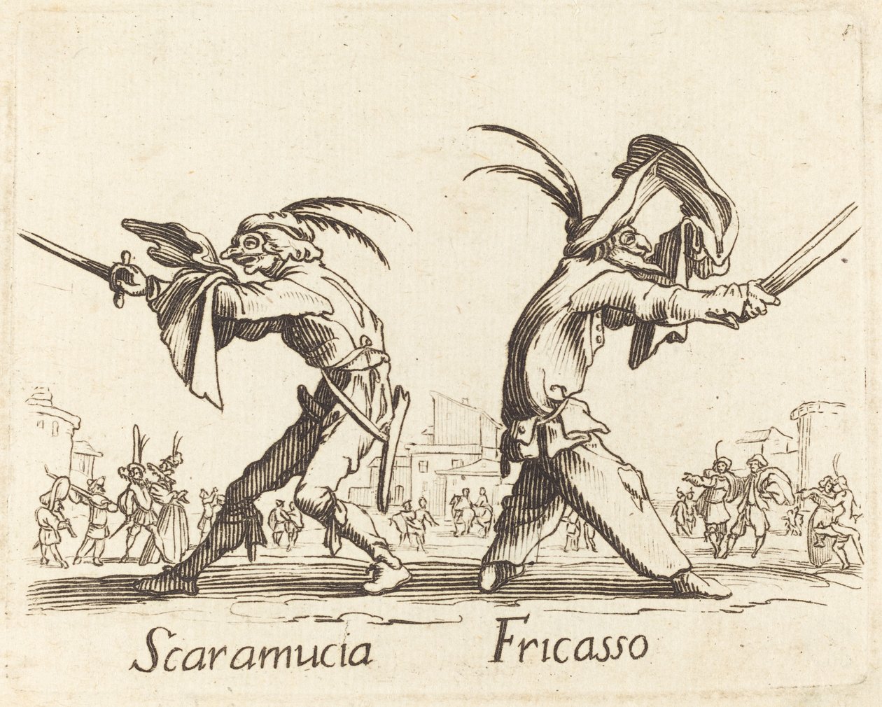 Scaramucia ve Fricasso by After Jacques Callot