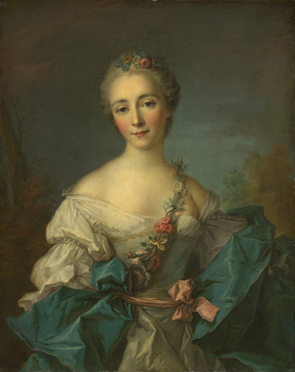 genç bir kadın portresi by After Jean Marc Nattier