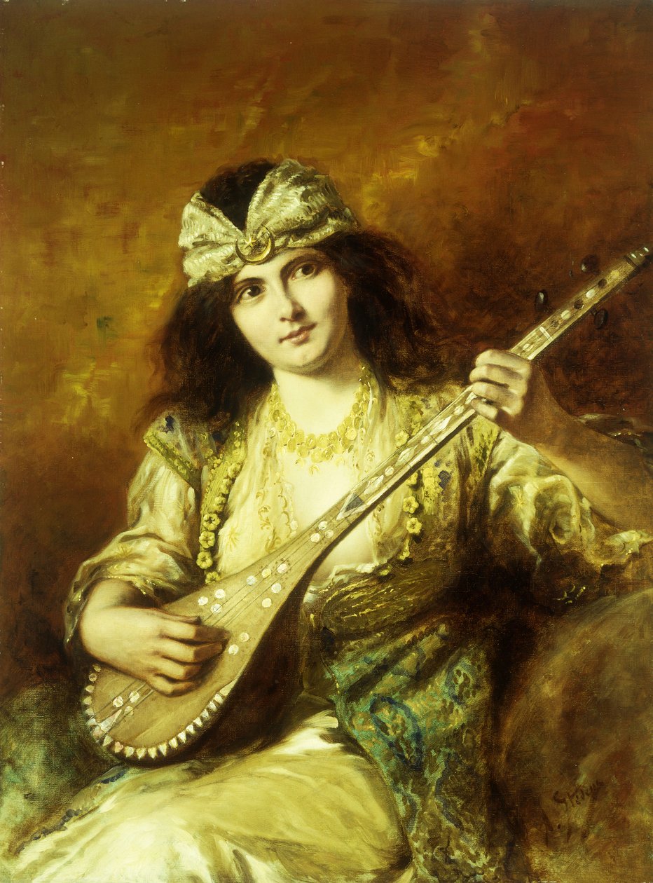 Mandolinli Odalık by Agapit Stevens