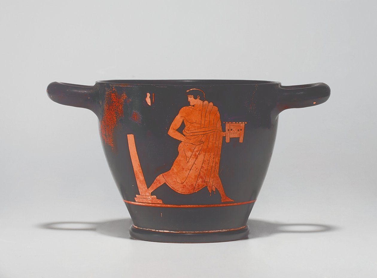 Tavan arası kırmızı figürlü skyphos, c. MÖ 5. yy ortaları (seramik) by Agathon Painter (attr. to)