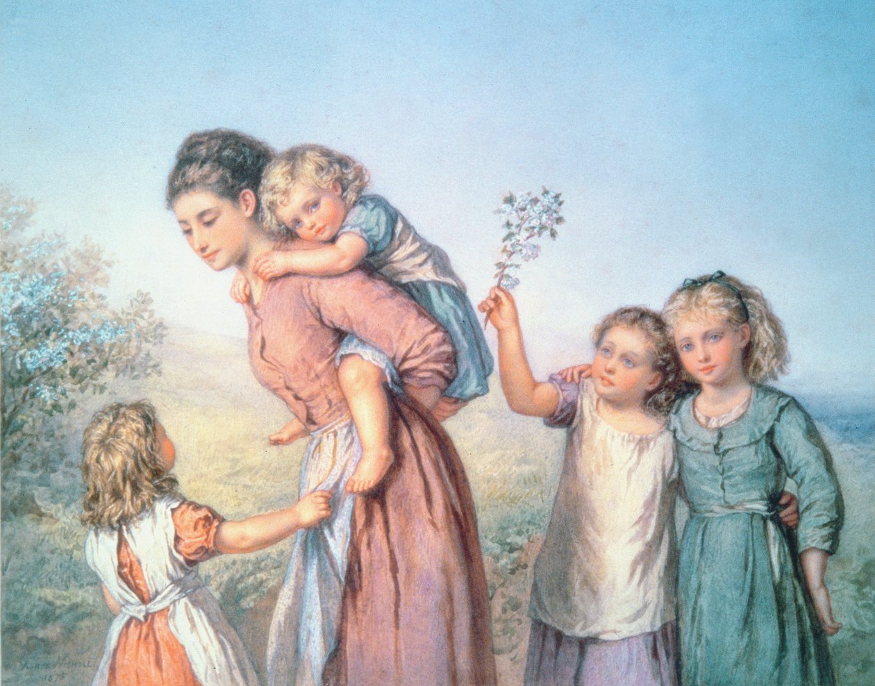 Çocuklarıyla Bir Anne, 1870 by Agnes Nicholl