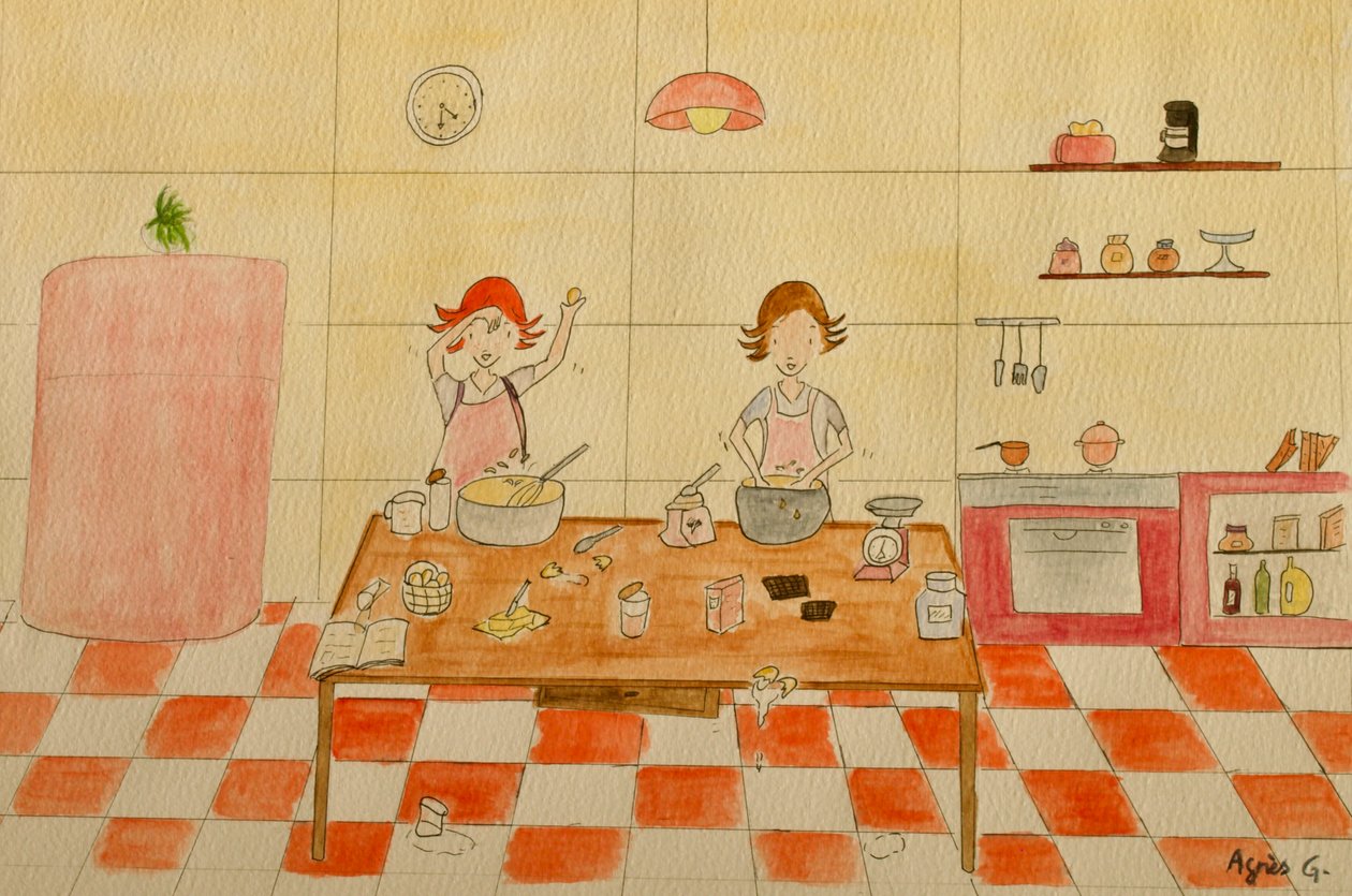 Yolculuk, Mutfak, 2015, kağıt üzerine suluboya by Agnes Girardon