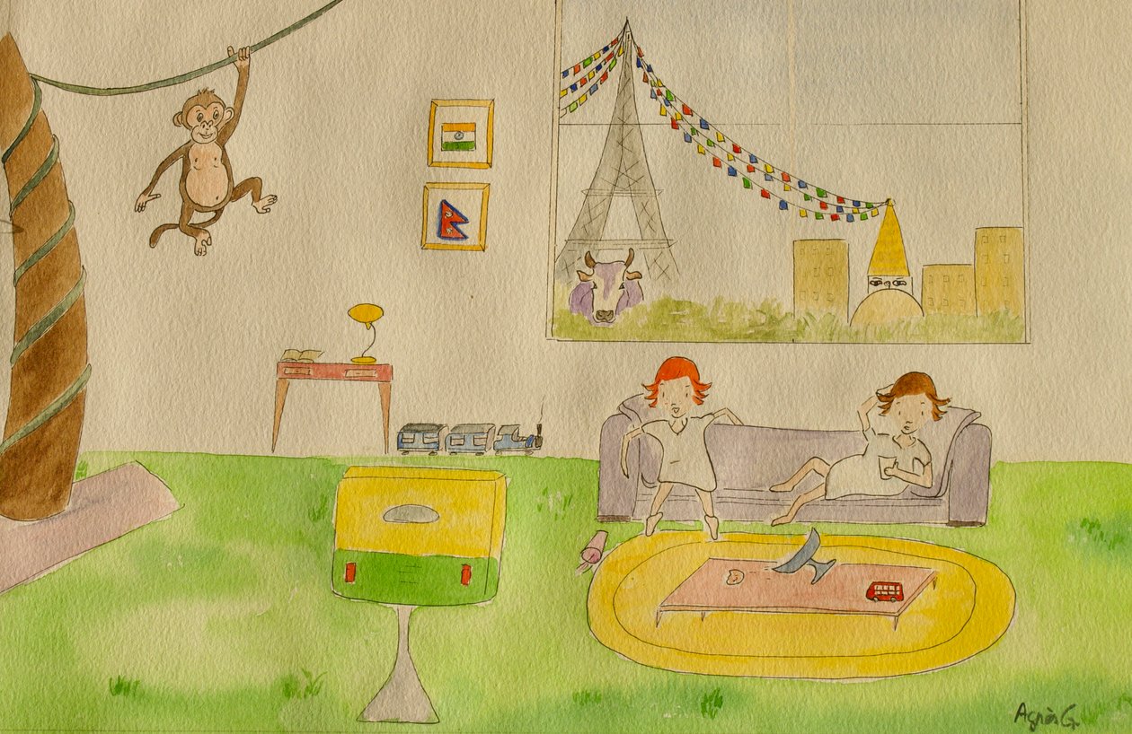 Yolculuk, bitiş, 2015, kağıt üzeri suluboya by Agnes Girardon