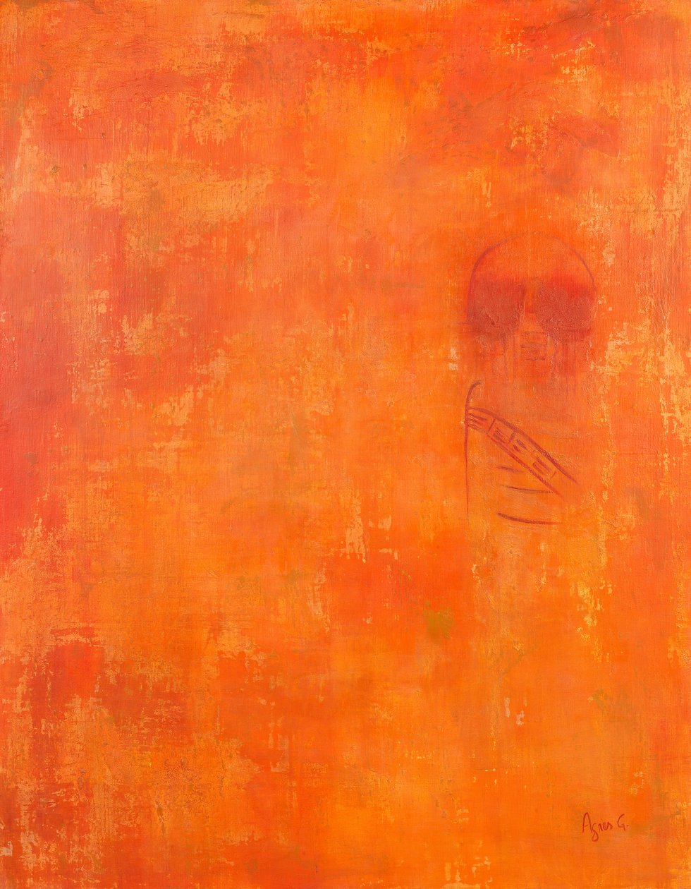 Totem, 2018 (tuval üzerine kum ve yağlı boya ile karışık teknik) by Agnes Girardon