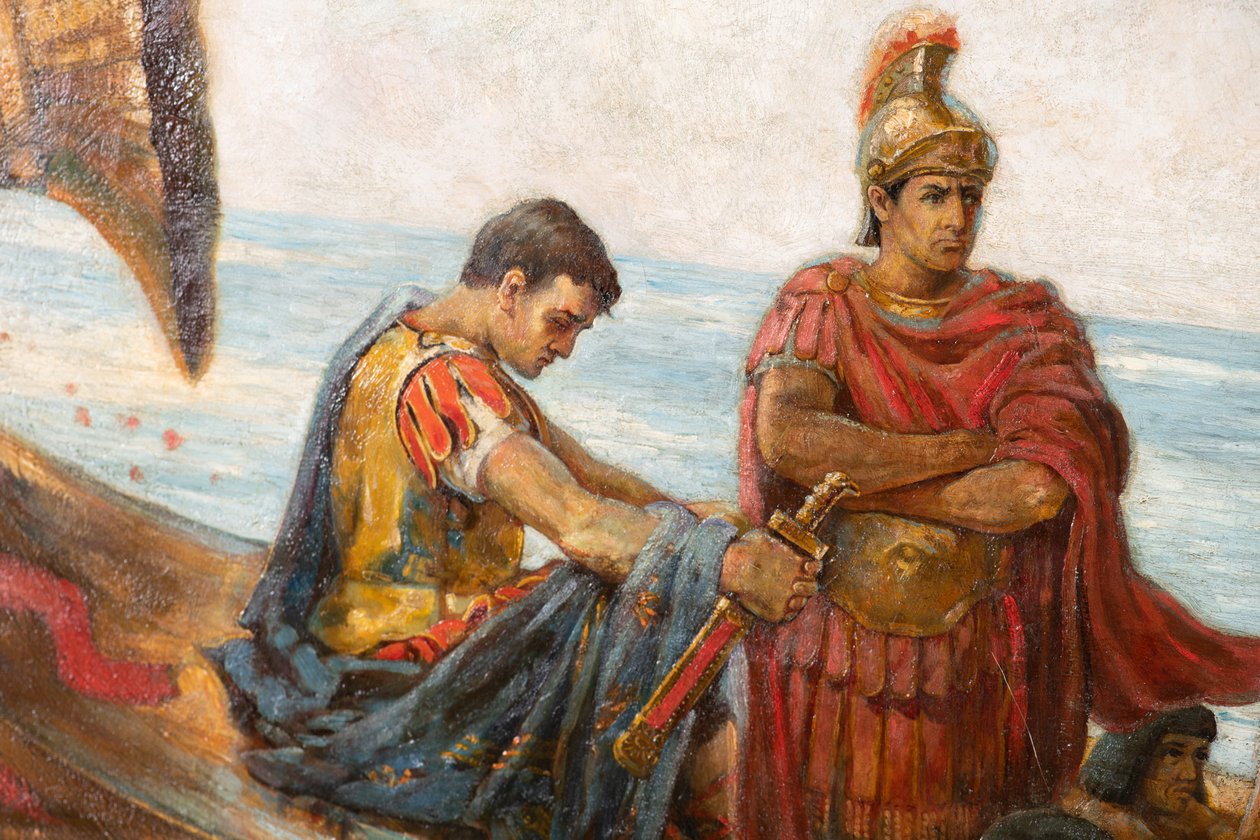 Antonius ve Kleopatra'nın Actium Savaşı'ndan Kaçışı, 1897 dolayları (tuval üzerine yağlı boya) by Agnes Pringle