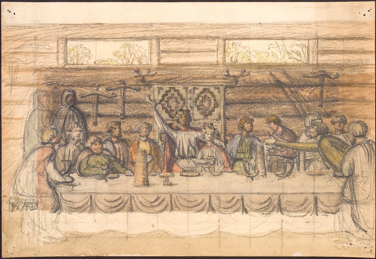 Valdemar Sejr için erken taslak ve Lyø ziyafeti by Agnes Slott Møller
