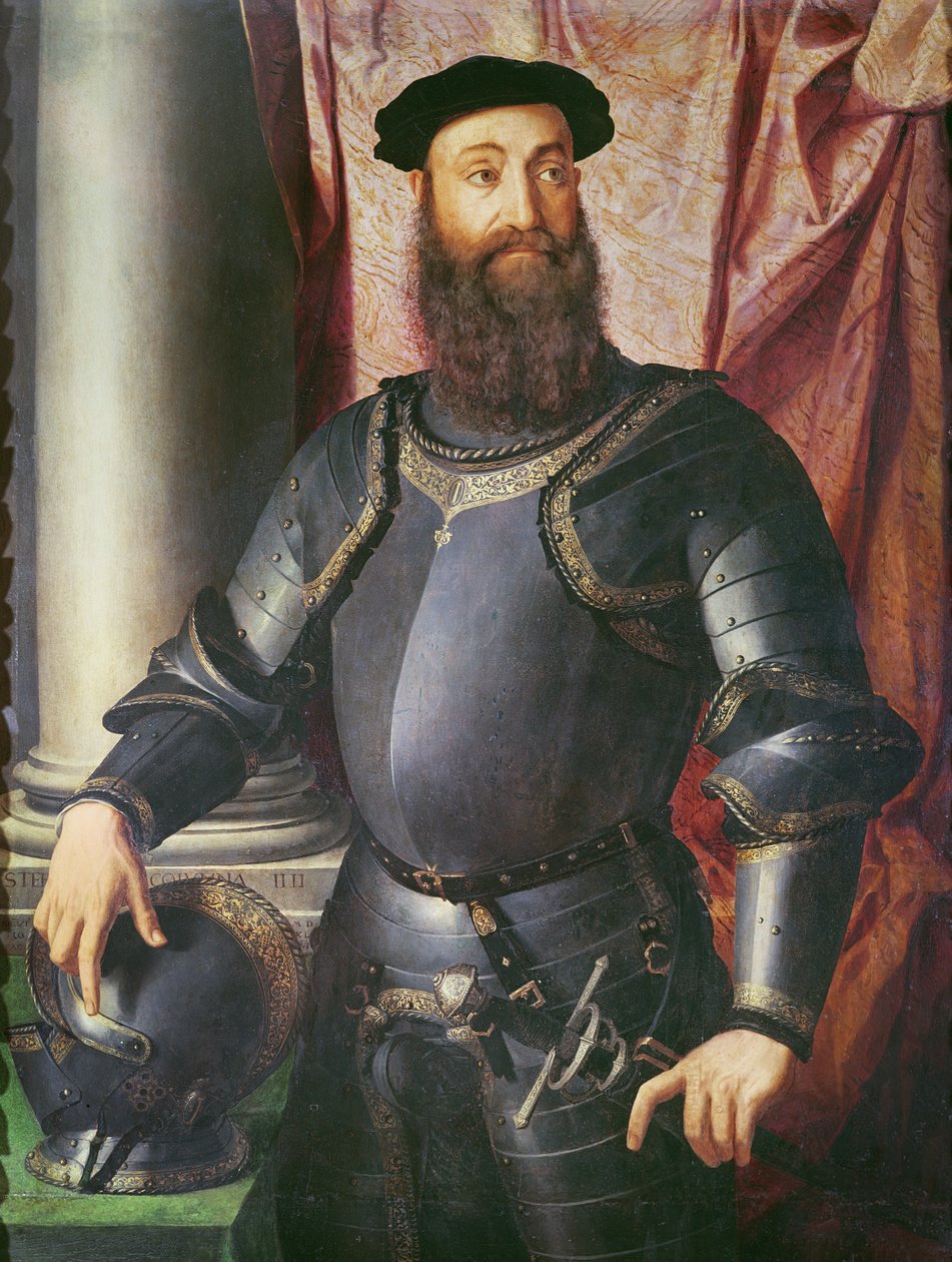 Portrait of Stefano Colonna, general of Charles V, 1546 (tempera on wood) by Agnolo Bronzino