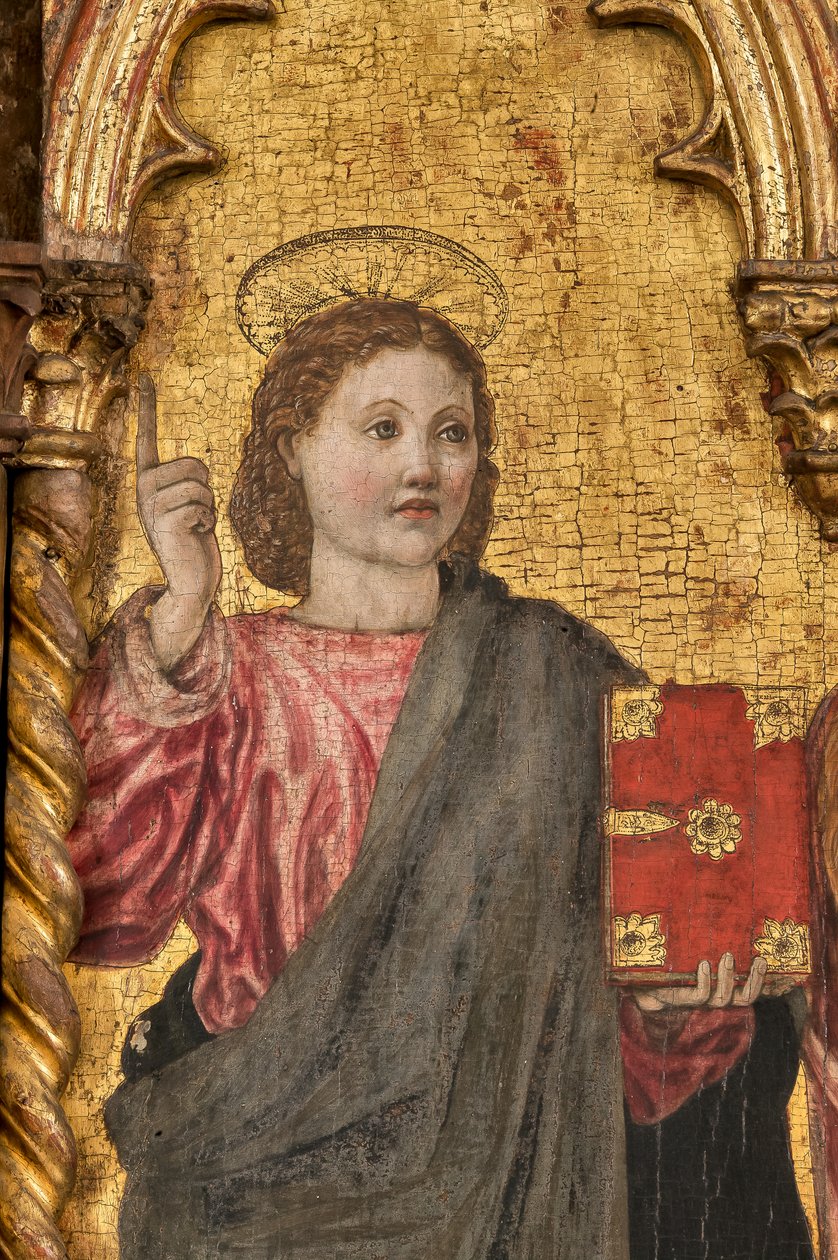 Bakire ve Azizlerin taç giyme töreni, altın arka planda Polyptych, 2384569 detayı (panelde tempera) by Agnolo and Bartolomeo degli Erri