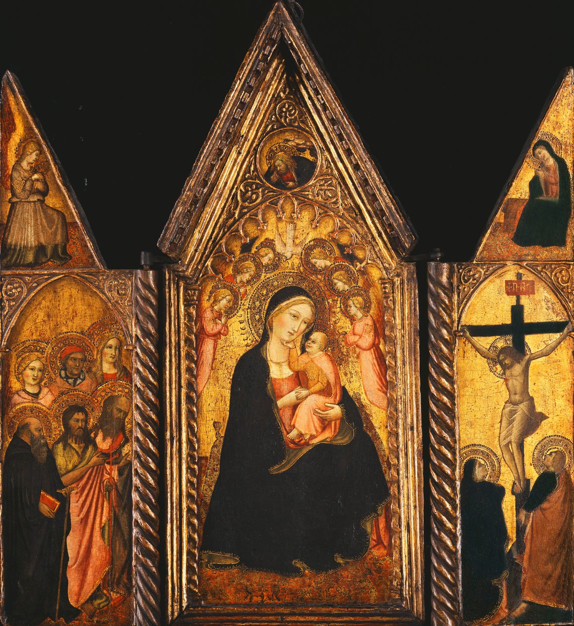 Madonna ve Melekler Tahtında Çocuk ile Taşınabilir Üç Parça, by Agnolo Gaddi
