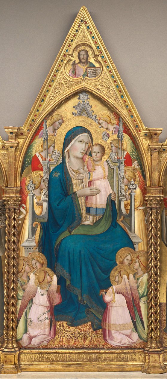 Madonna ve Çocuk On İki Melek ve Kutsayan Mesih ile Taht Edildi [orta panel] by Agnolo Gaddi