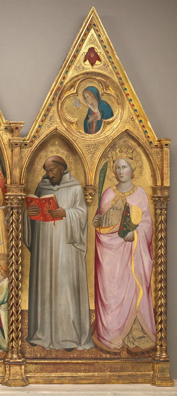 Aziz Bernard ve İskenderiyeli Aziz Catherine, Müjde Bakiresi ile [sağ panel] by Agnolo Gaddi