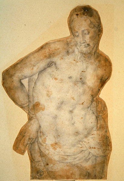Sütundaki İsa (kağıt üzerinde tebeşir) by Agnolo Bronzino