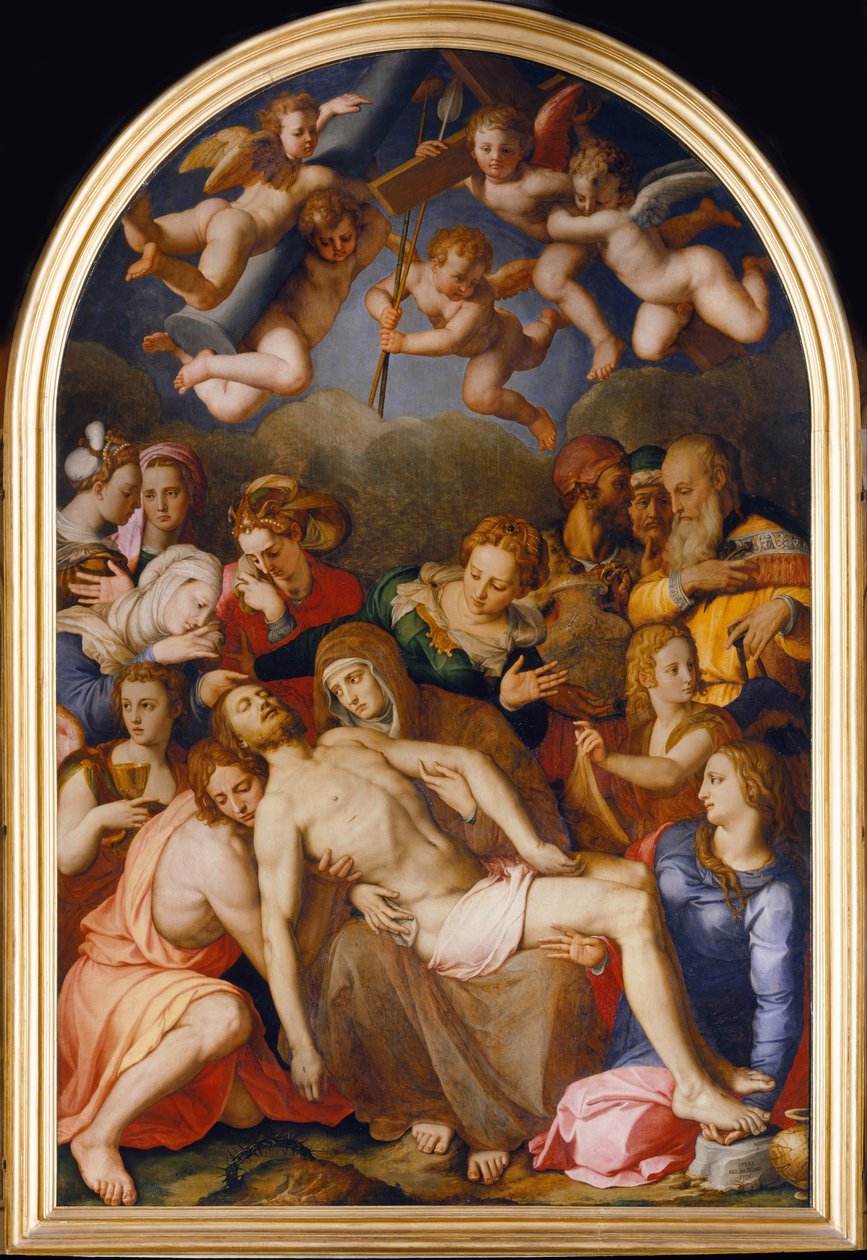 La descente de Croix - Haçtan İniş - Bronzino, Agnolo (1503-1572) - 1553 - Ahşap üzerine yağlı boya - 263x175 - Palazzo Vecchio, Floransa by Agnolo Bronzino