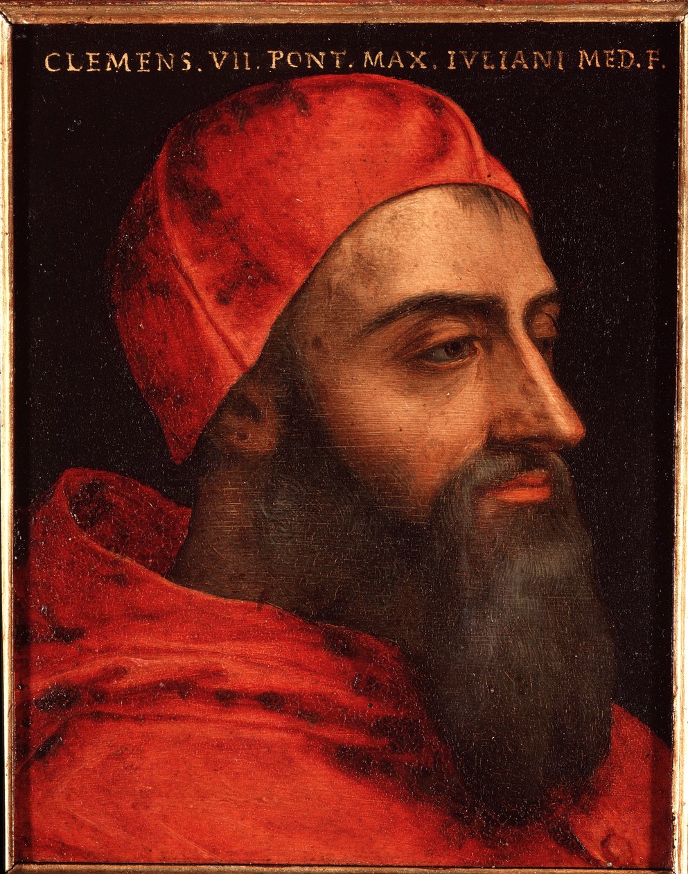 Papa Clement VII (Clemente) Portresi (Jules de medicis ou giulio de medici) (1478-1534) Boyama Allori Angelo di Cosimo dit Bronzino (1503-1572) - 16. yüzyıl Dim 15x12 cm Saray Medici-Riccardi (Medici Riccardi) Floransa by Agnolo Bronzino