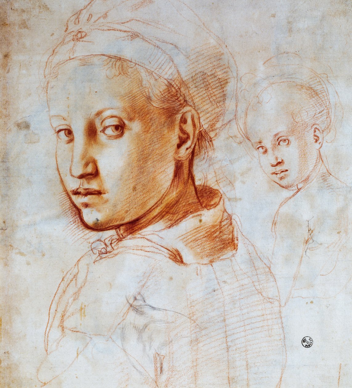 Genç kadının başı, Agnolo Bronzino (1503-1572), Çizim, İtalya by Jacopo Pontormo