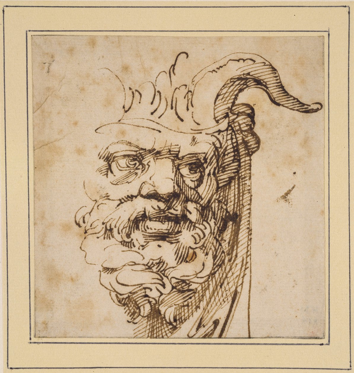 Silvan Maskesi (beyaz kağıda kalem ve kahverengi mürekkep) by Agostino Carracci