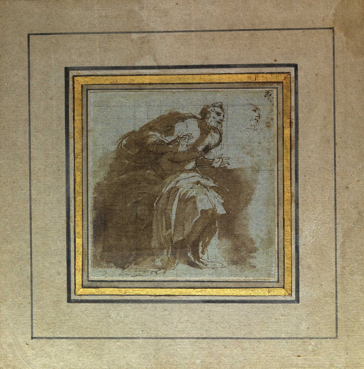 Şaşırmış bunak figürü by Agostino Carracci
