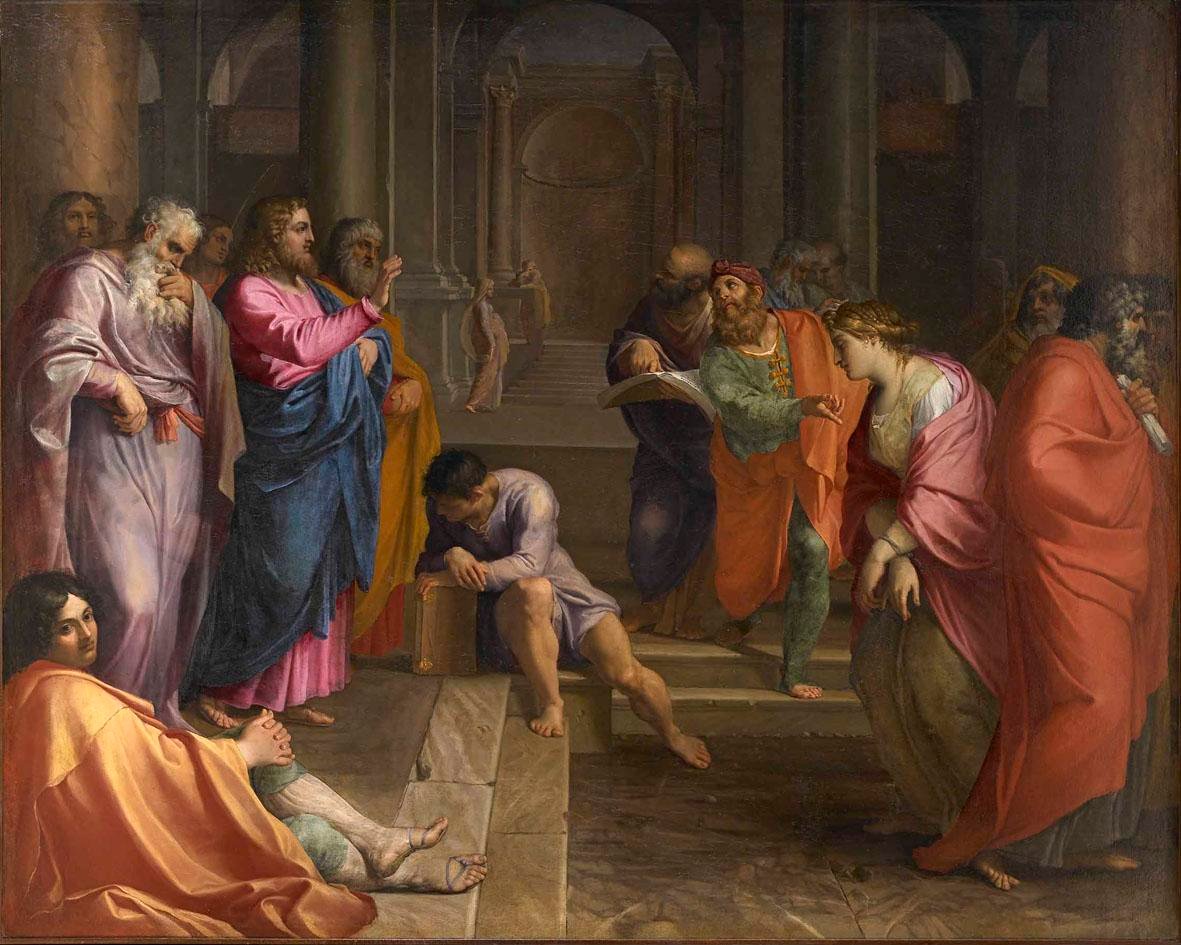 İsa Mesih ve zinayla alınan kadın Mesih ve Zina by Agostino Carracci