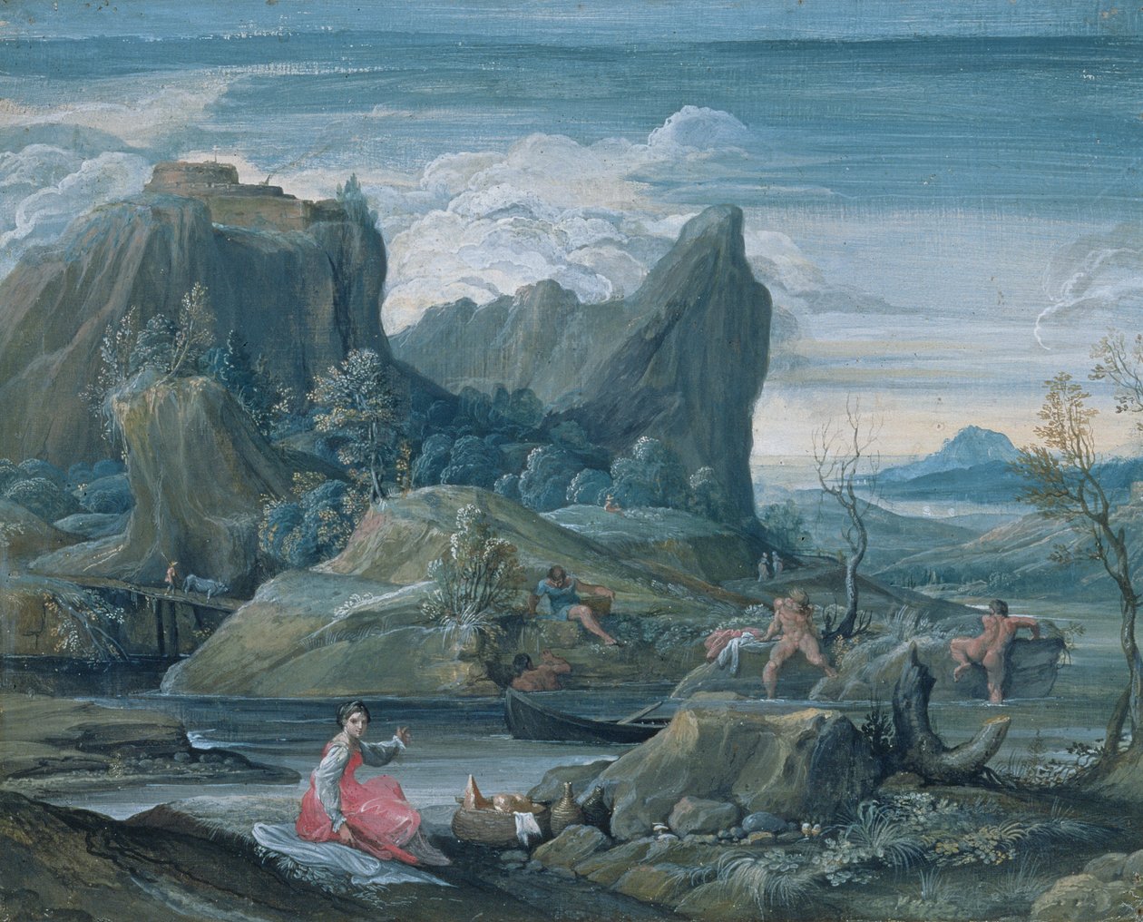 Yıkananlarla Manzara by Agostino Carracci
