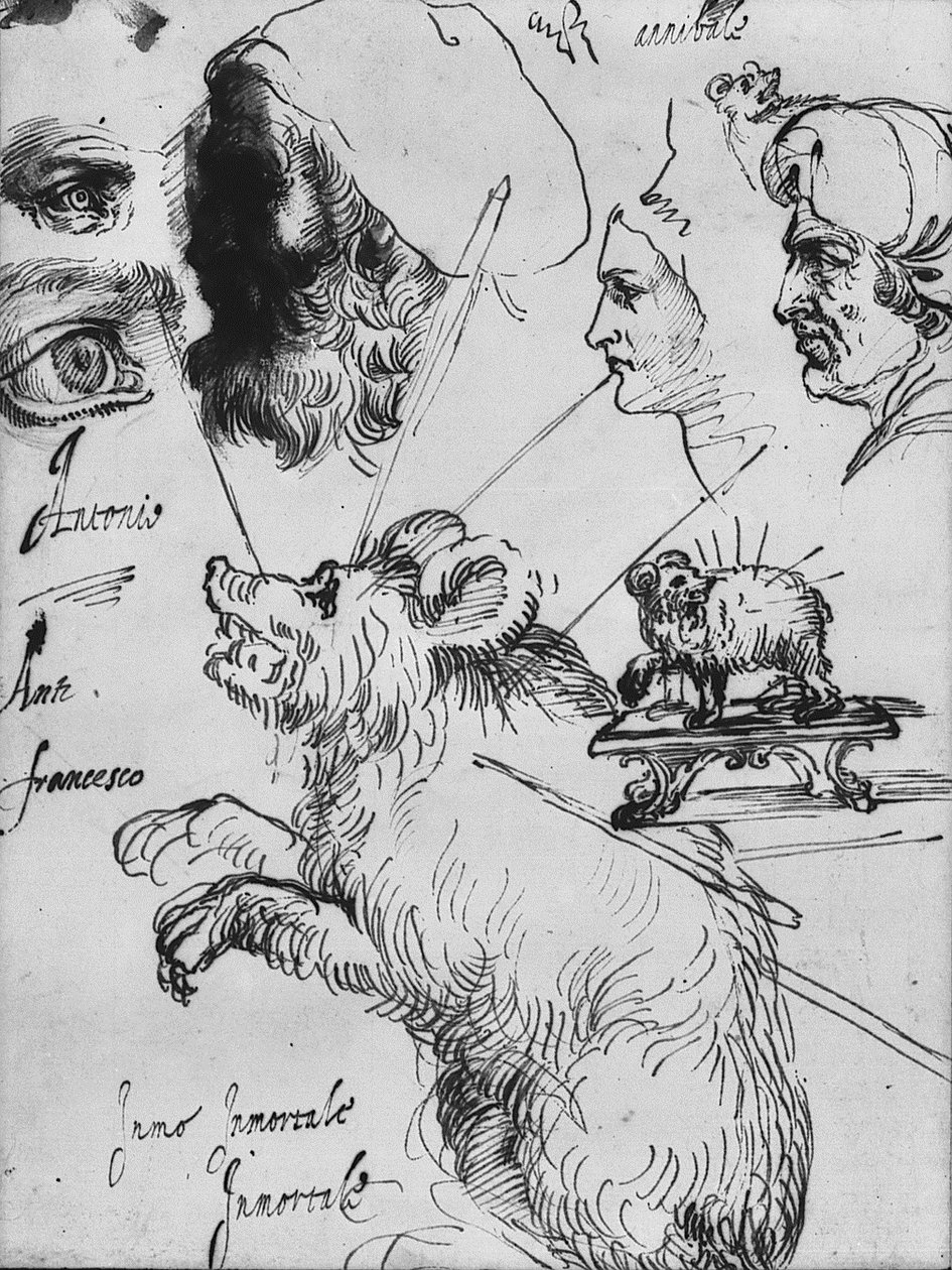 Carracci ailesinin izlenimi için çalışmalar by Agostino Carracci