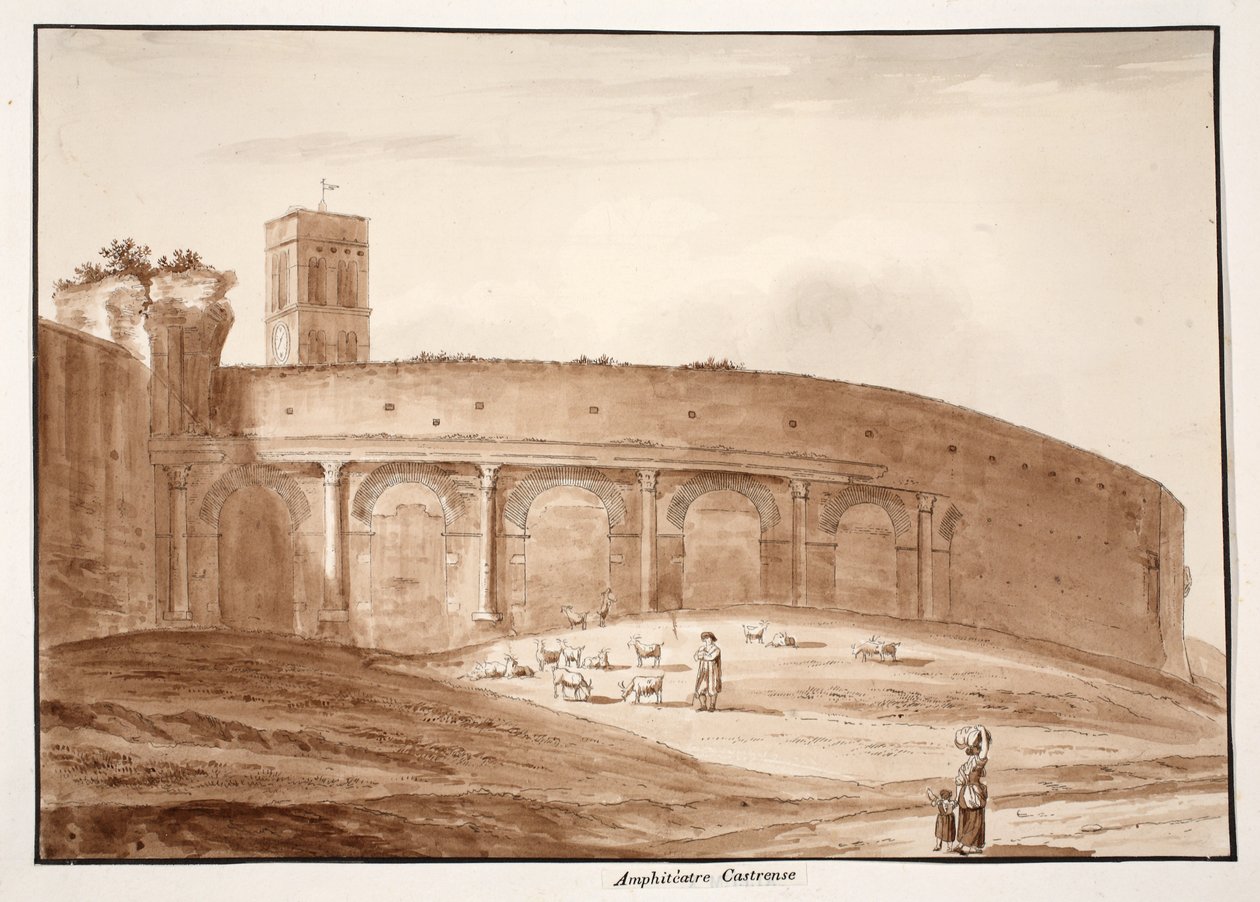 Amphitheatrum Castrense, 1833 (kahverengi yıkama ile aşındırma) by Agostino Tofanelli