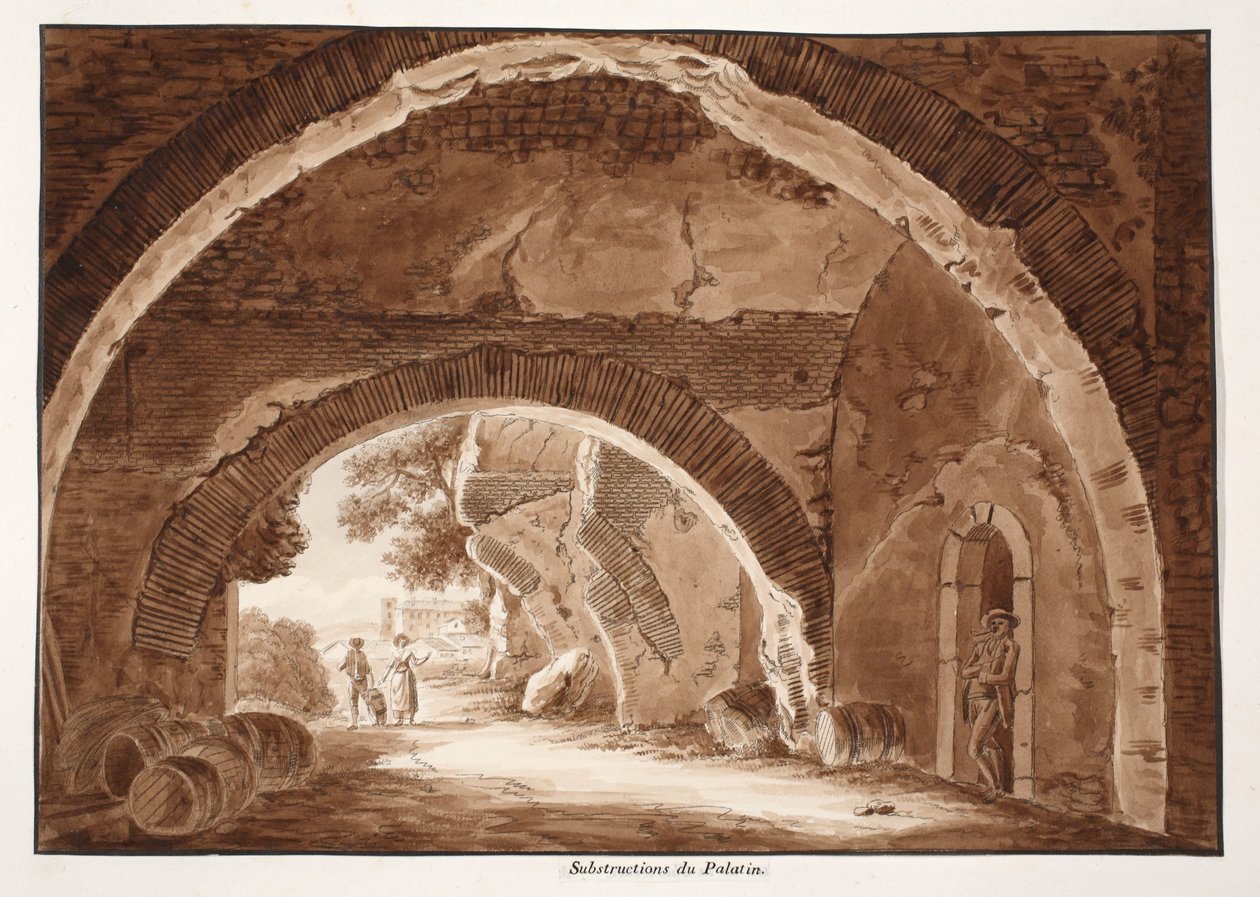 Palatine'nin Temelleri, 1833 (kahverengi yıkama ile aşındırma) by Agostino Tofanelli