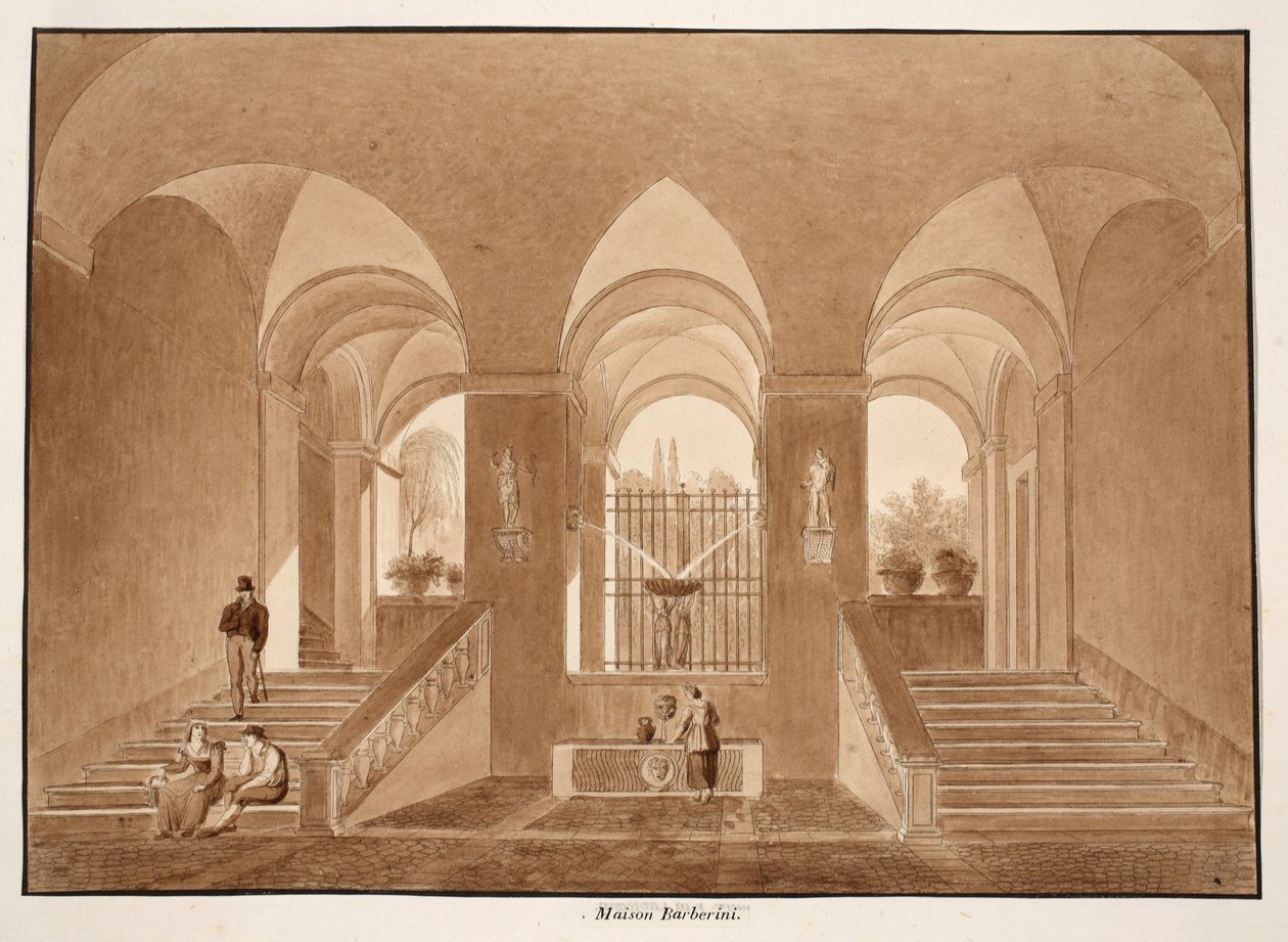 Palazzo Barberini, 1833 (kahverengi cilalı dağlama) by Agostino Tofanelli