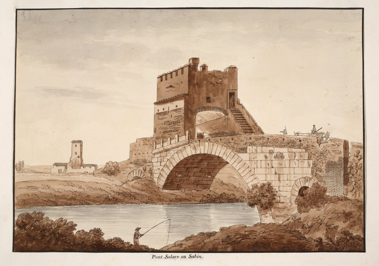 Ponte Salario veya Sabine, 1833 (kahverengi yıkama ile aşındırma) by Agostino Tofanelli
