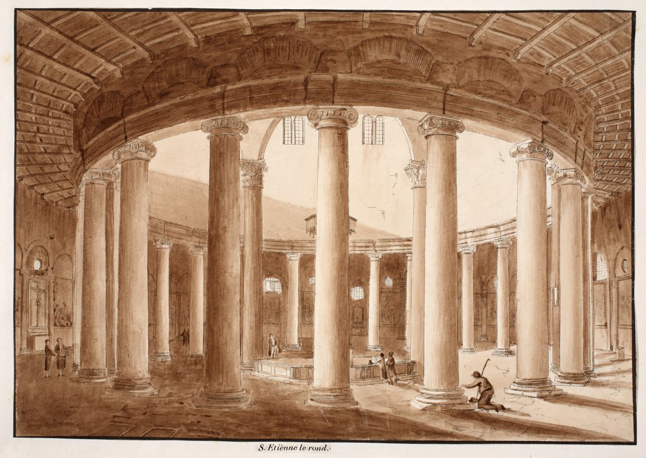 ಸ್ಯಾಂಟೊ ಸ್ಟೆಫಾನೊ ರೊಟೊಂಡೊ, 1833 (ಕಂದು ಬಣ್ಣದ ತೊಳೆಯುವಿಕೆಯೊಂದಿಗೆ ಎಚ್ಚಣೆ) ಟರ್ಕಿ by Agostino Tofanelli