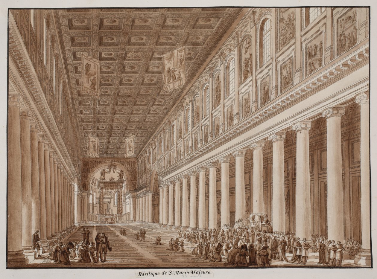 Santa Maria Maggiore Bazilikası, 1833 (kahverengi yıkama ile aşındırma) by Agostino Tofanelli