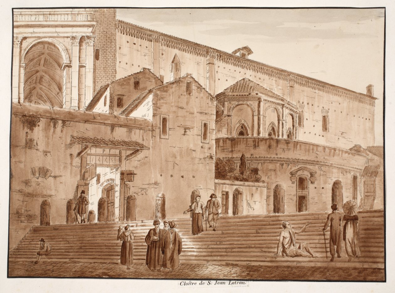 St. John Latran Manastırı, 1833 (kahverengi cilalı gravür) by Agostino Tofanelli
