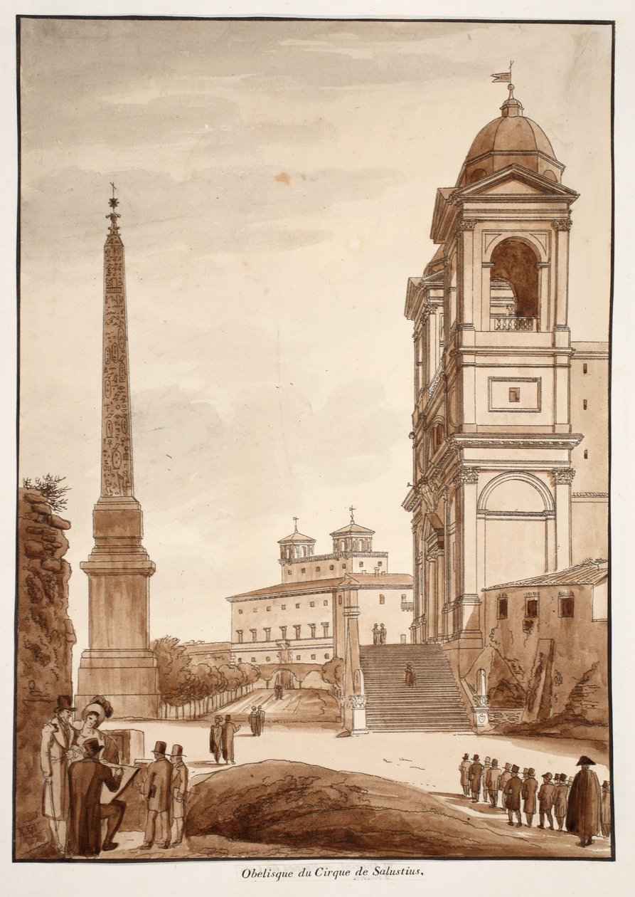 ಸರ್ಕಸ್ ಆಫ್ ಸಲ್ಲುಸ್ಟಿಯಸ್‌ನಿಂದ ಒಬೆಲಿಸ್ಕ್, 1833 (ಕಂದು ಬಣ್ಣದ ತೊಳೆಯುವಿಕೆಯೊಂದಿಗೆ ಕೆತ್ತನೆ) ಟರ್ಕಿ by Agostino Tofanelli