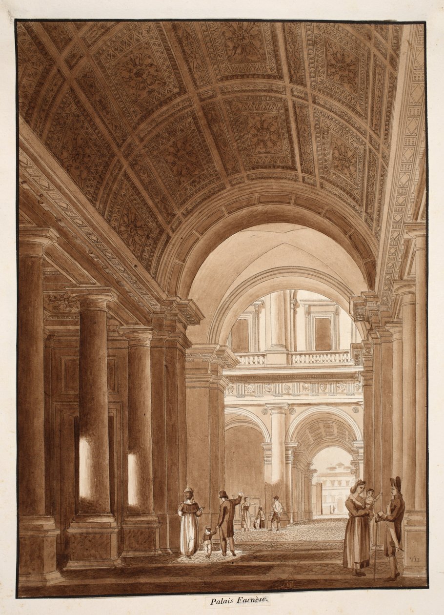Palazzo Farnese, 1833 (kahverengi cilalı aşındırma) by Agostino Tofanelli